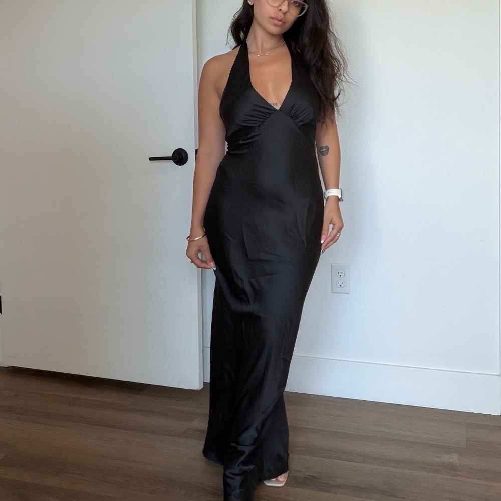 Peppermayo Black Halter Maxi Dress
